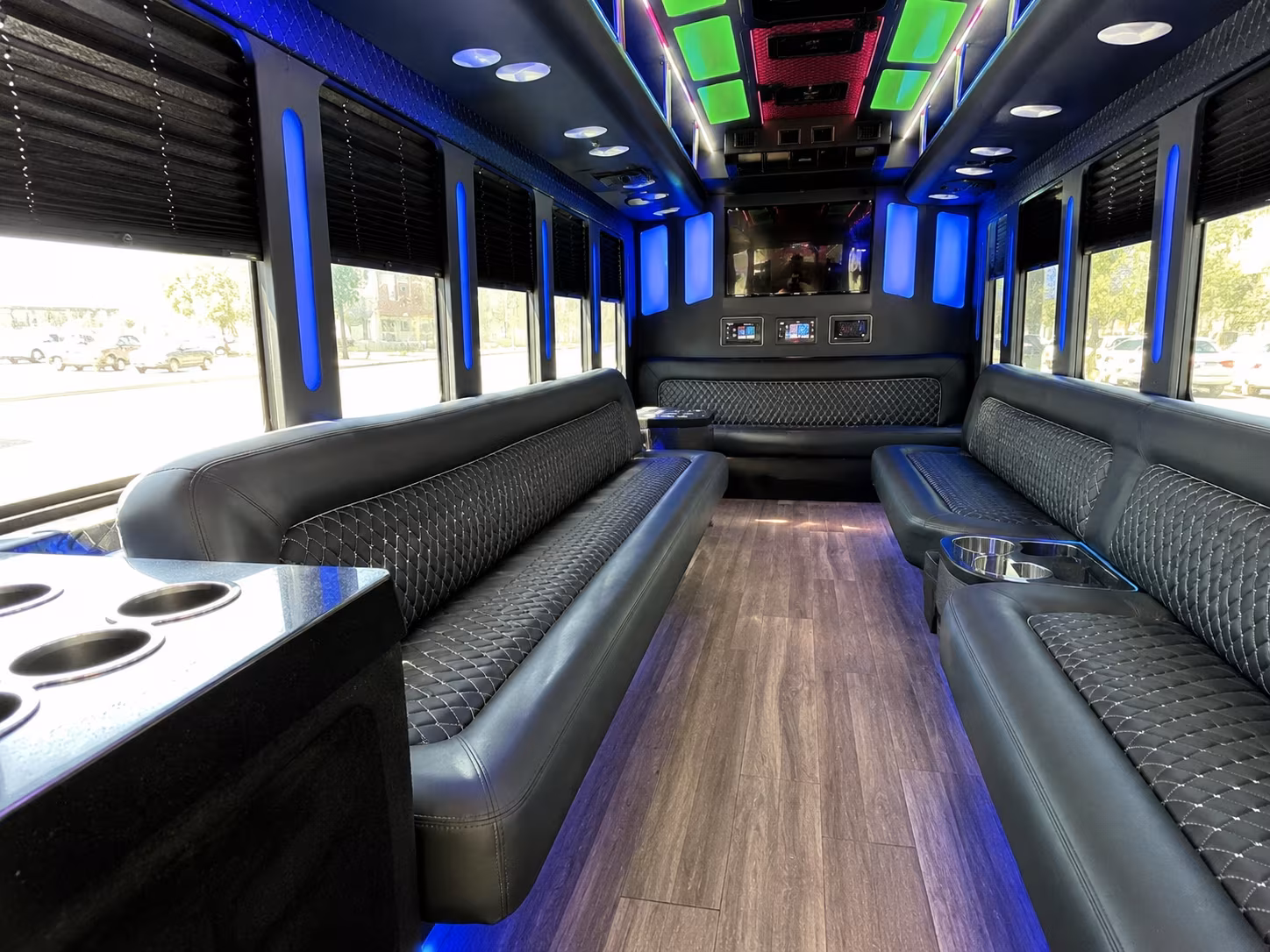 east lansing 15 passenger party bus inside