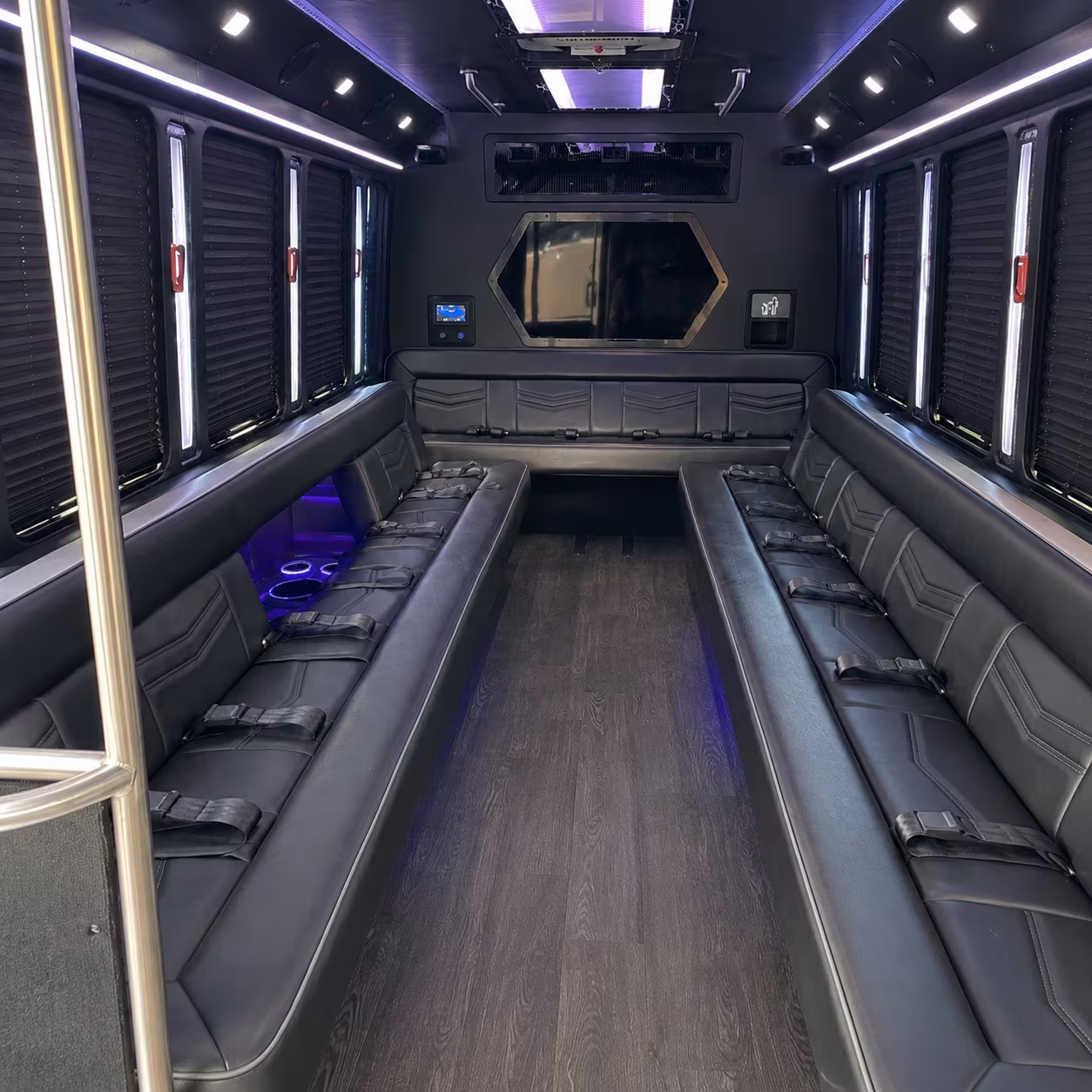 east lansing 18 passenger party bus interior