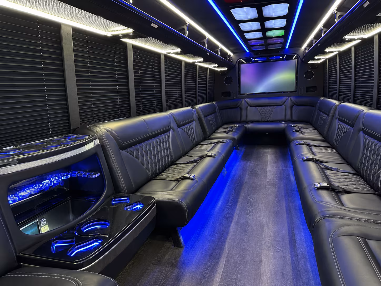east lansing 20 passenger party bus inside