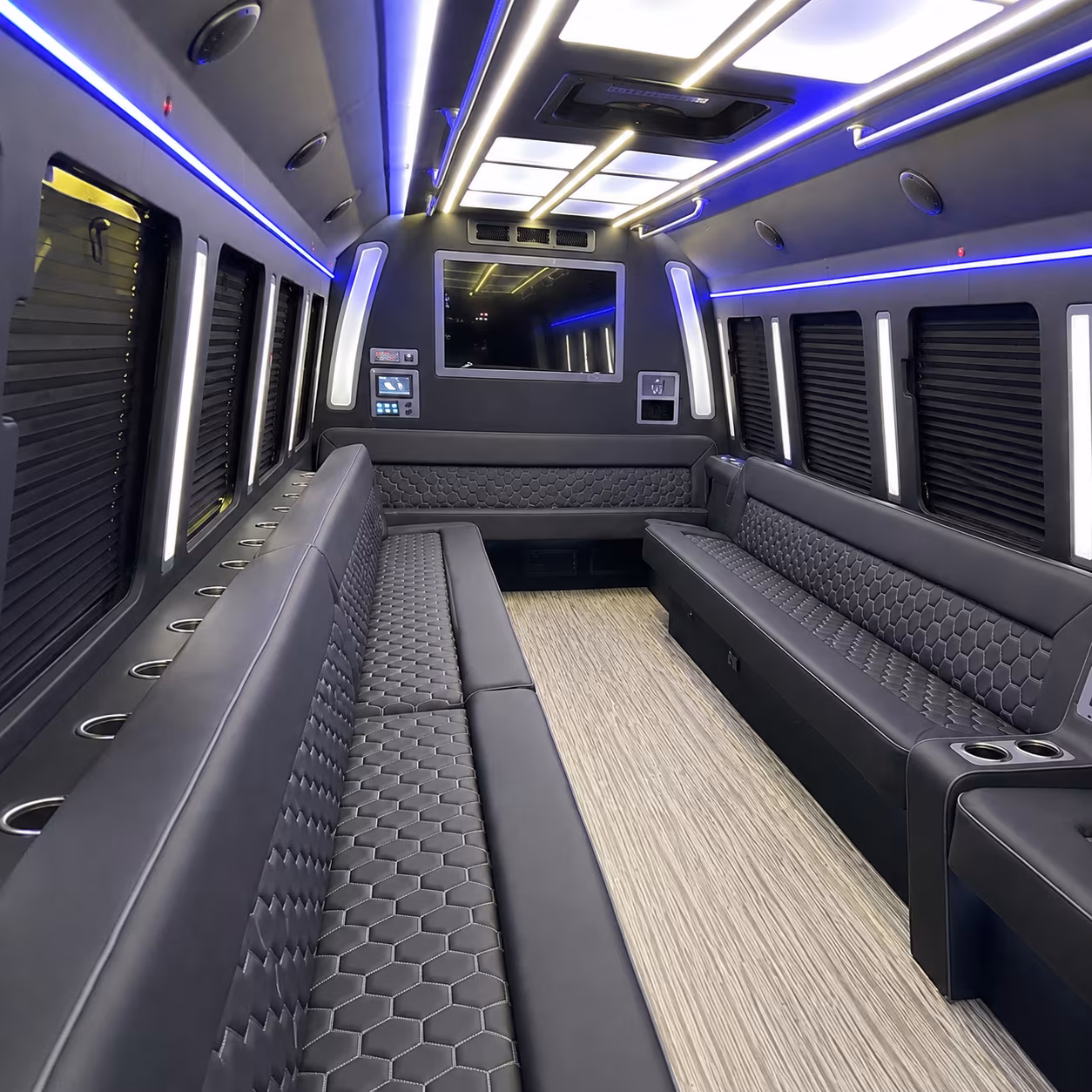 east lansing 40 passenger party bus inside