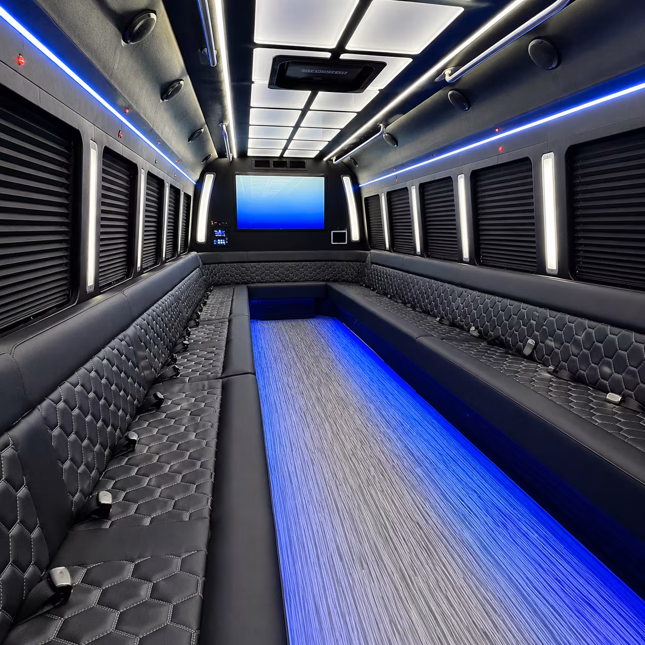 east lansing 50 passenger party bus inside