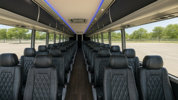 Interior of Charter Bus Company East Lansing's 54 Passenger Charter Bus in East Lansing