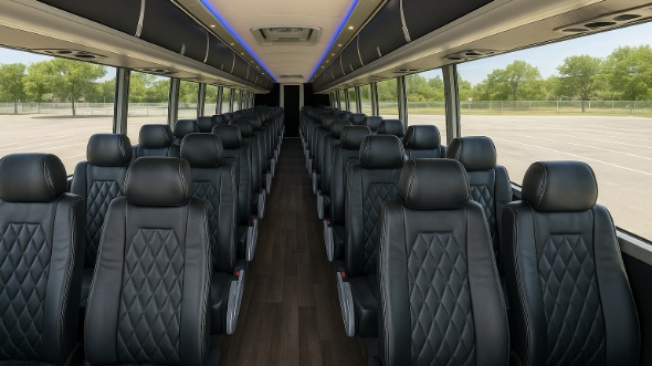 Interior of Charter Bus Company East Lansing's 56 Passenger Charter Bus in East Lansing