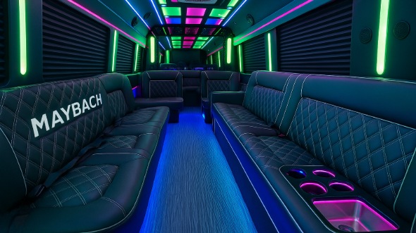 Interior of Charter Bus Company East Lansing's Party Bus in East Lansing