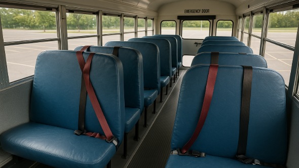 Interior of Charter Bus Company East Lansing's School Bus in East Lansing