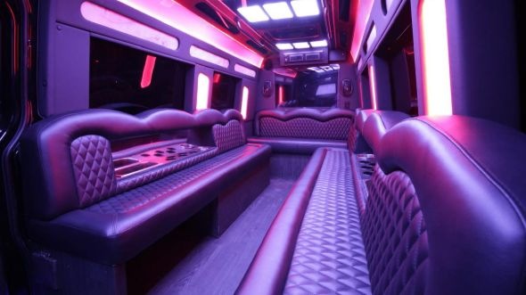 Interior of Charter Bus Company East Lansing's Sprinter Limo in East Lansing