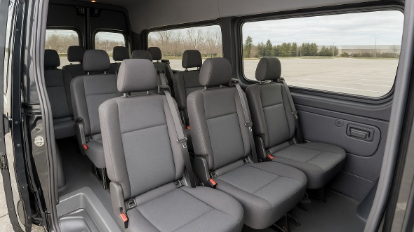 Interior of Charter Bus Company East Lansing's Sprinter Van Rental With Driver in East Lansing
